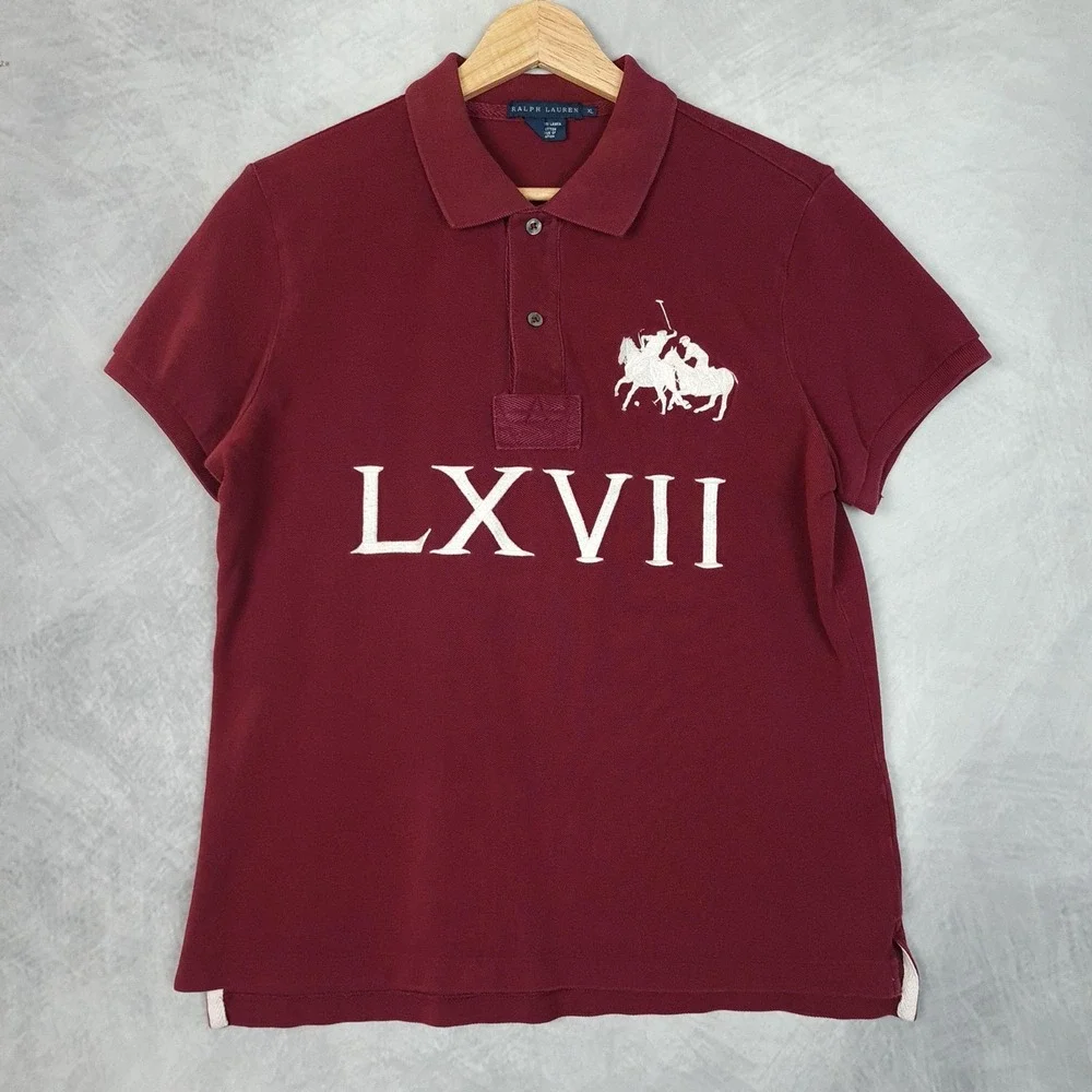 Ralph Lauren Polo Shirt Boys XL Red LXVII Embroidered Stampede Polo Graphic